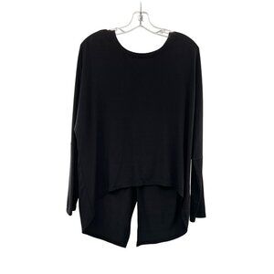 Matilda Jane Hi Low Top Split Back Long Sleeve Black Size Medium